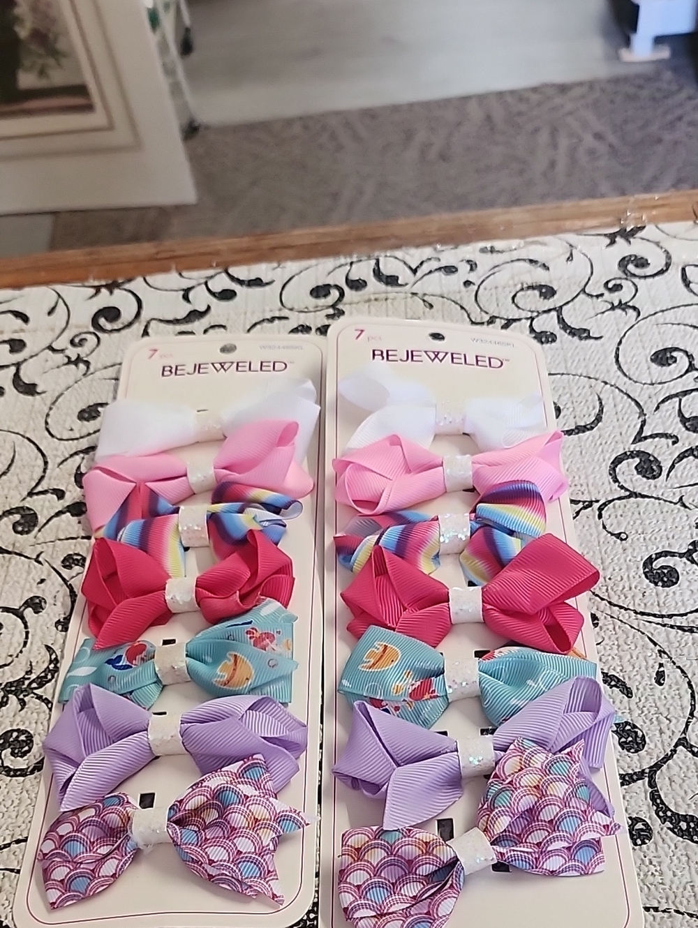 Bejeweled Kids Hair Bow Set - Pink, Purple, Blue, White